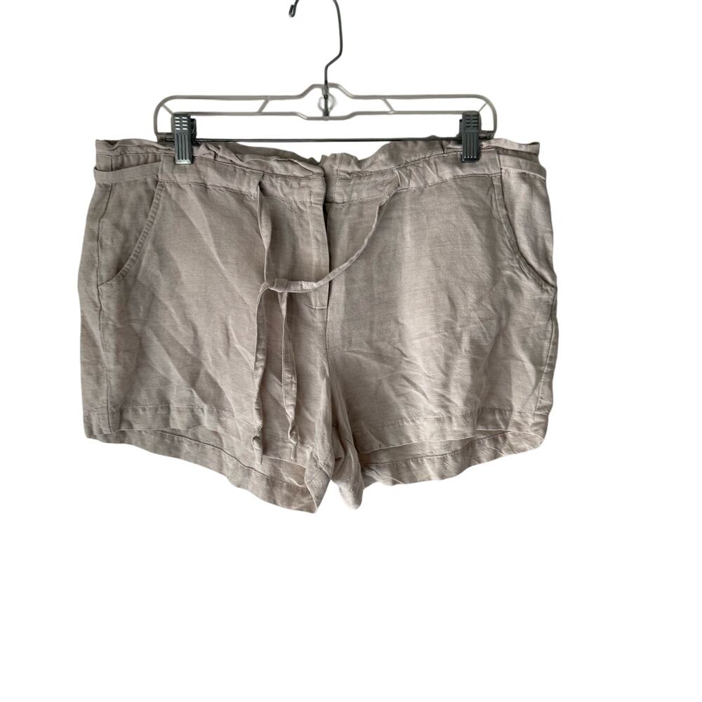 Life in Progress Linen Blend Paperbag Waist Shorts Beige Size Large